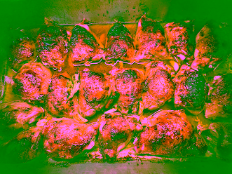 Several golden roasted chicken breasts.