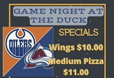 An advertisement for a special on game nights that shows wings for $10 and medium pizzas for $11